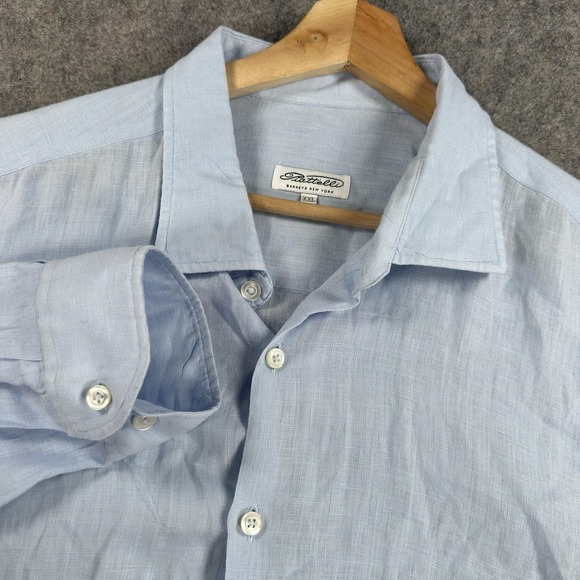 Piattelli Other - Piattelli Shirt Mens 2XL Blue Linen Long Sleeve Dress Button Front Barneys NY